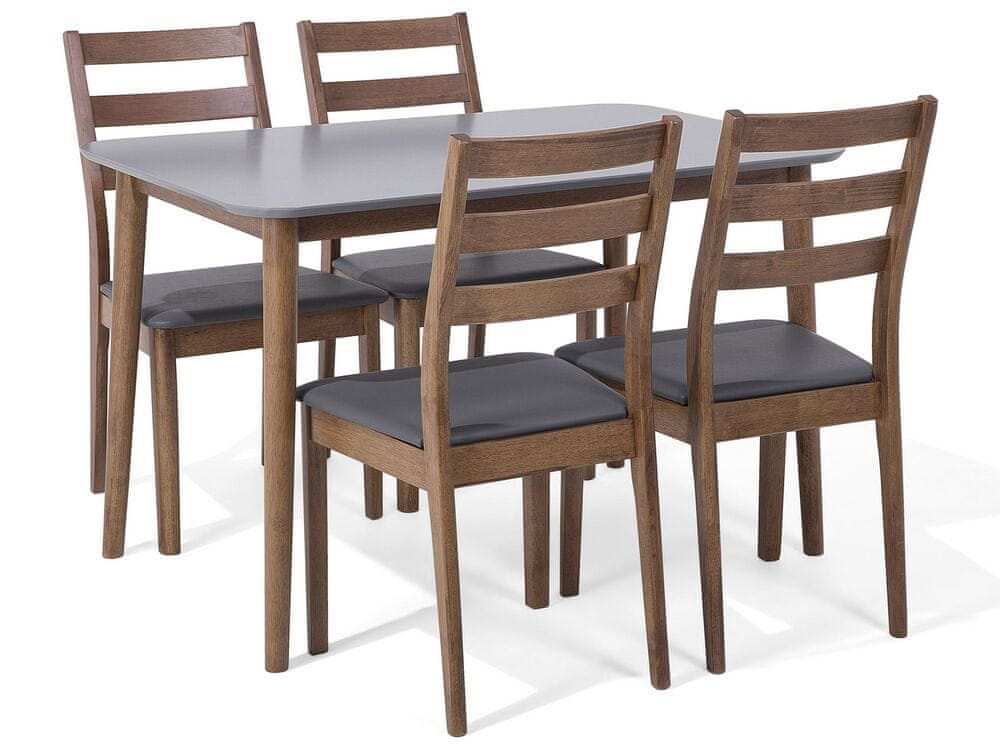 Beliani Jedálenská súprava stola a 4 stoličiek sivá/tmavé drevo MODESTO